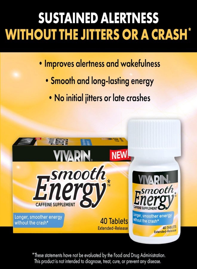Vivarin Smooth Energy Extended Release Caffeine Tablets, 200mg, Focus, Alertness & Mental Clarity, Non-Habit Forming Energy Supplement, Sugar & Calorie Free, 40 Count - Image 2